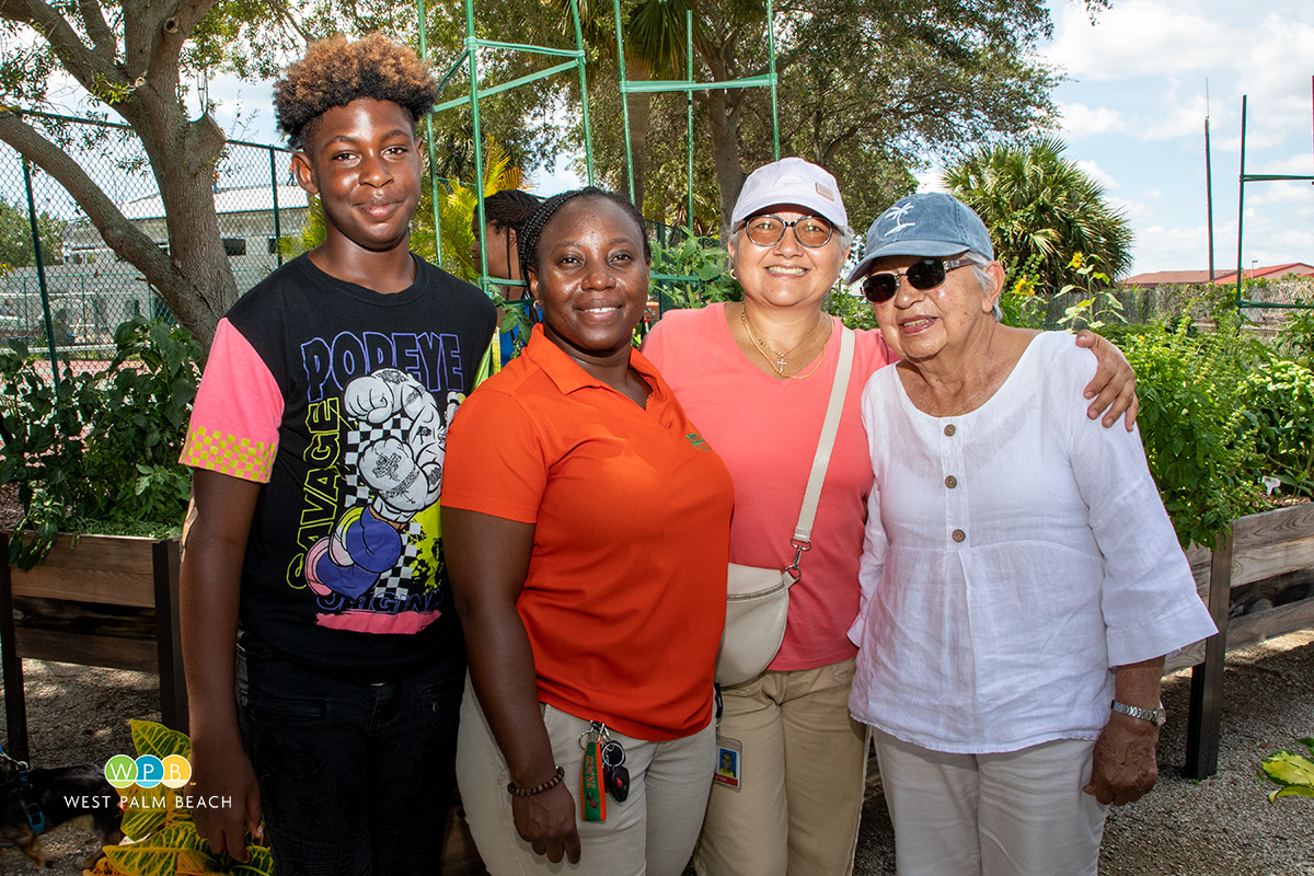 Community Gardeners Laquio Bryant, 13, Tavia Gordon, FAMU, Rosaura Alvarez and Adiela Castano - a