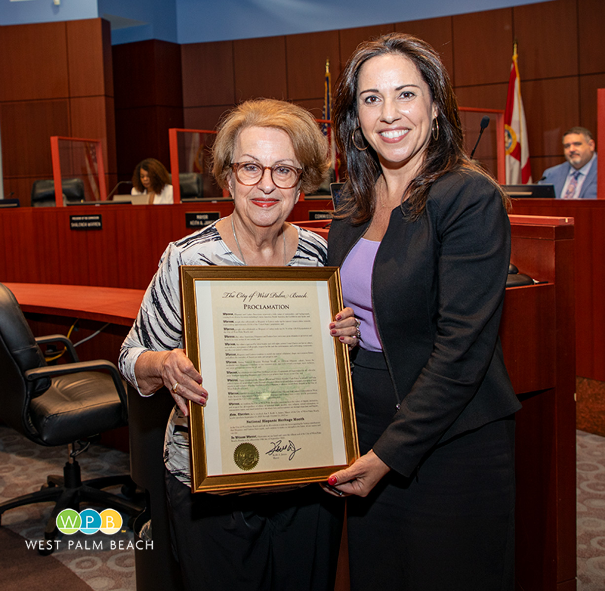 Mirta Luaces, journalist, editor, and City Commissioner Christina Lambert 