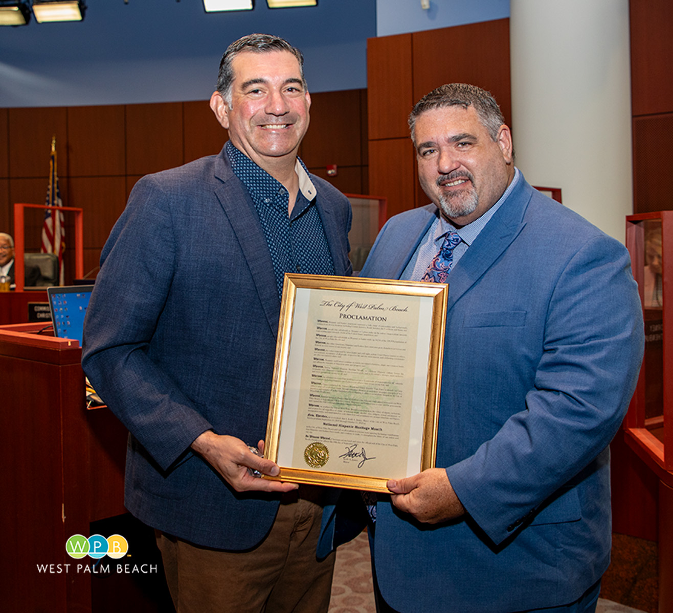 Sergio Piedra, Discover the Palm Beaches, and City Commissioner Joseph Peduzzi 