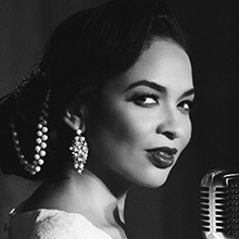 Black and white portrait of Jazz vocalist Oya