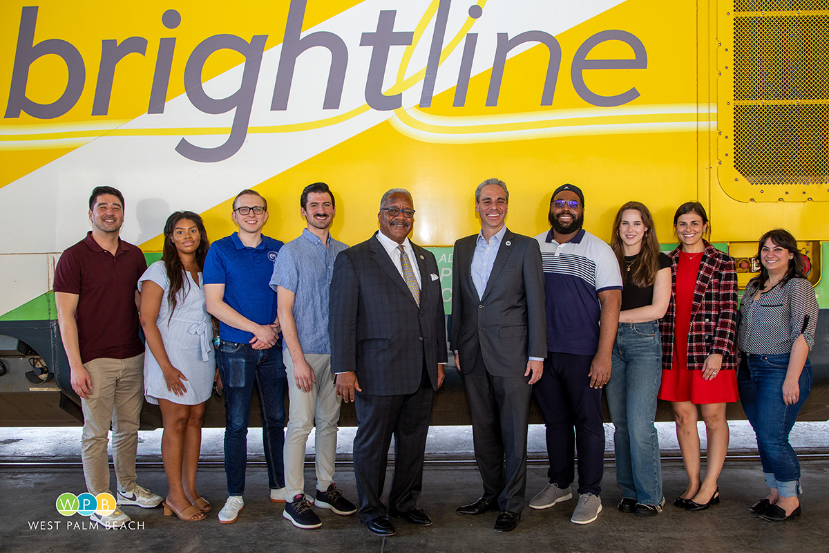 SM-Mayor Keith A. James and Mayor Scott Singer with Brightline visitors