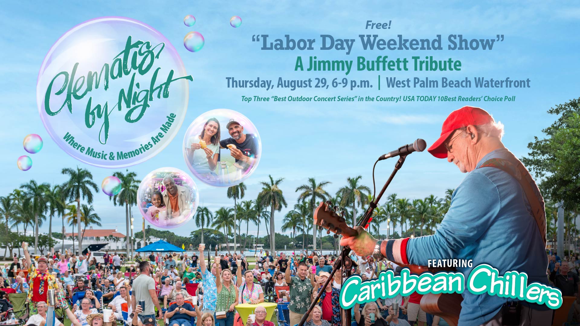 Clematis by Night "Labor Day Weekend Show" Jimmy Buffett Tribute, August 29, 6-9 pm