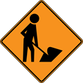 Street worker traffic sign