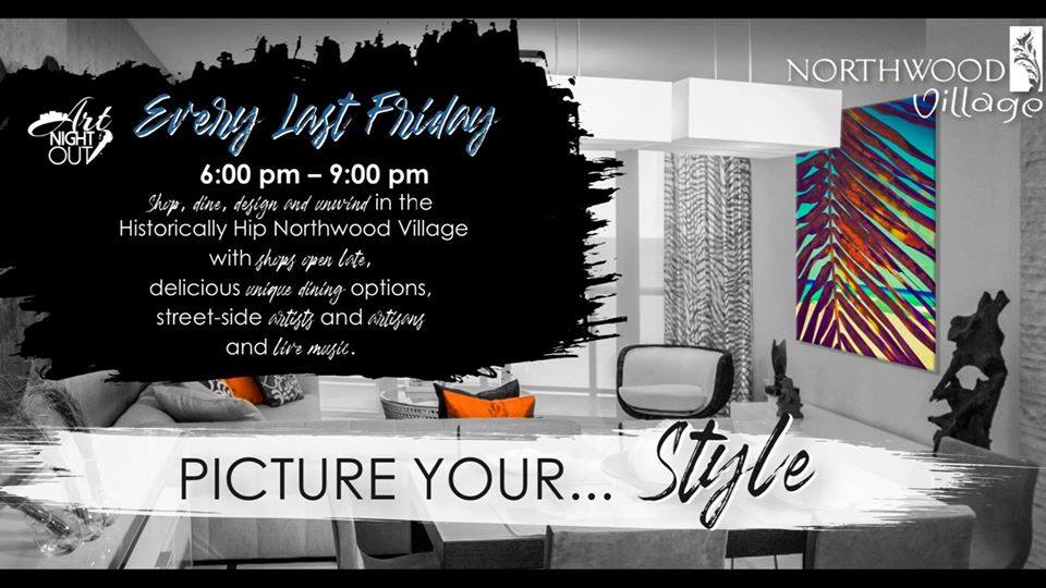 Northwood Village Art night Out banner 6-9PM every last Friday of the month Northwood Village Art Night Out