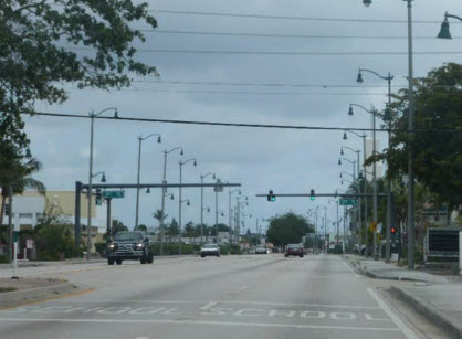 A street level view of Broadway Avenue, showing it's current configuration