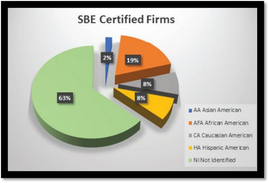 Pie chart showing SBE Certified Firms