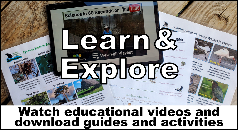 thumbnail image link to learn and explore page with text watch educational videos and download guides and activities