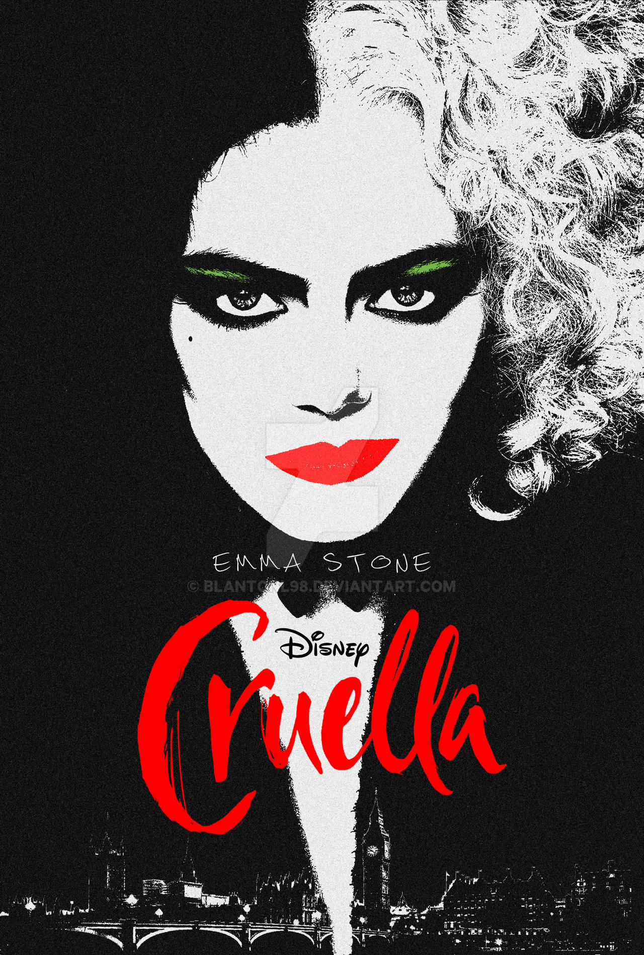 Movie poster for Disney's Cruella with Emma Stone