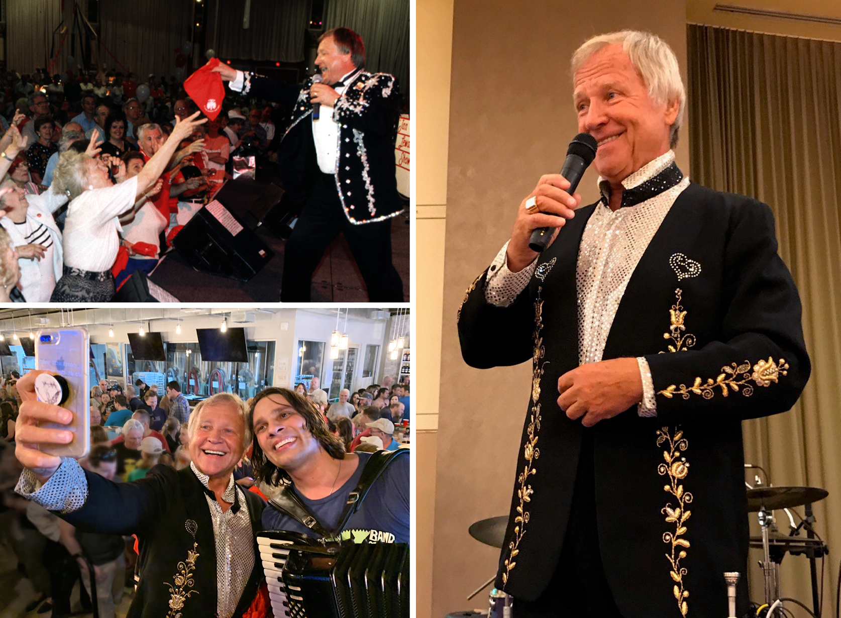 Collection of the photos fo the Polka King Jan Lewan performing and Alex Meixner with his accordion