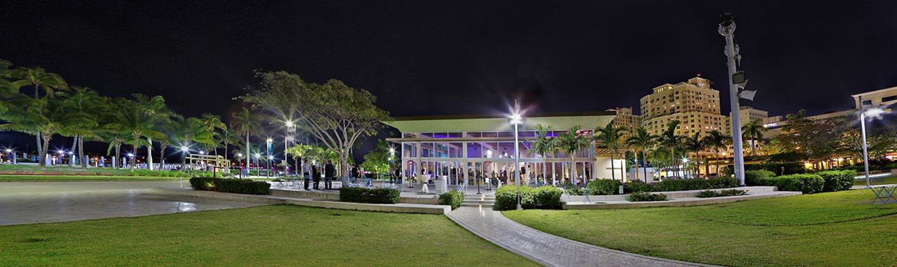 lake pavilion at night photo